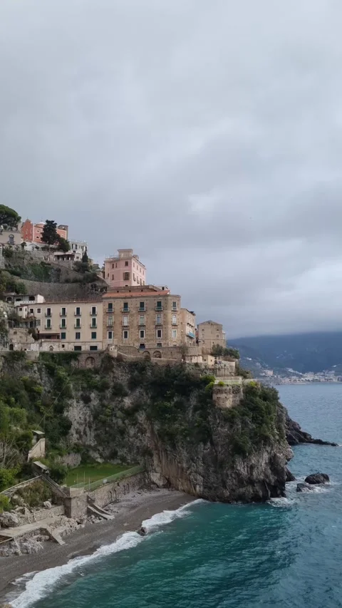 Conca dei Marini beach, Tovere. Beautiful bay near Amalfi, , Italy, Europe Stock Footage 277910836