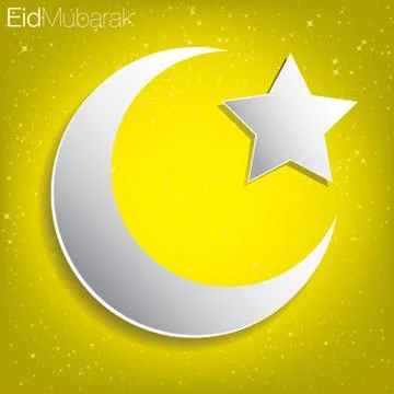 Concave moon and star Eid Al Adha card in vector format. Stock Illustration