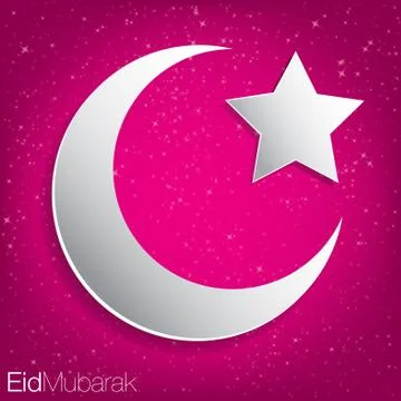 Concave moon and star Eid Al Adha card in vector format. イラスト素材