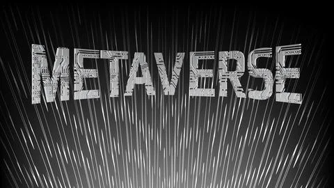 Concave word Metaverse on dark digital background in gray colors. Stock Illustration