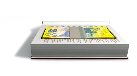 Concealed australian dollar bank notes in a book front Stock Illustration