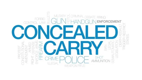 Concealed carry animated word cloud, text design animation. Kinetic typography. Stock Footage