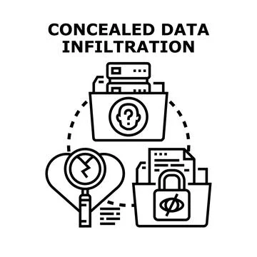 Concealed data infiltration breaching privacy and security system Stock-Illustration