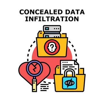 Concealed data infiltration breaching privacy and security system Stock-Illustration