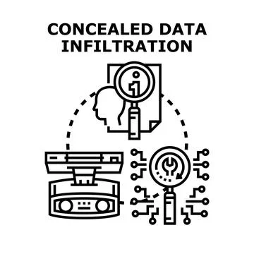Concealed data infiltration cyber security concept Ilustración de archivo