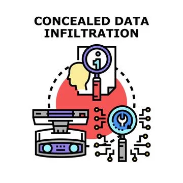 Concealed data infiltration cyber security concept Stock Illustration