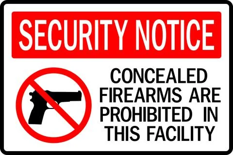 Concealed firearms prohibited sign. Stock Illustration