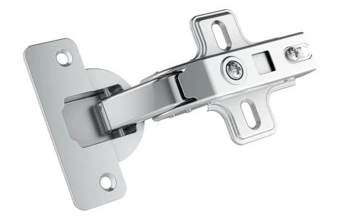 Concealed Hinge, cabinet door hinge. 3D rendering Illustrazione stock