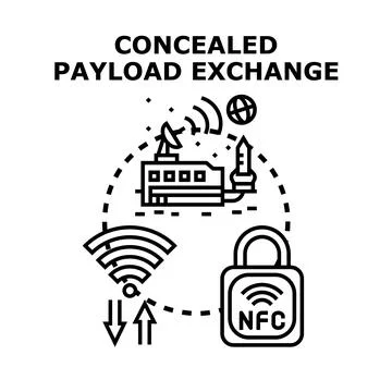 Concealed payload exchange concept for secure data transmission Stock Illustration