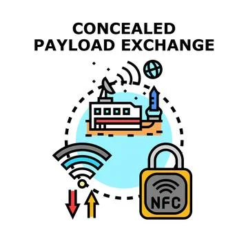 Concealed payload exchange concept for secure data transmission Stock Illustration