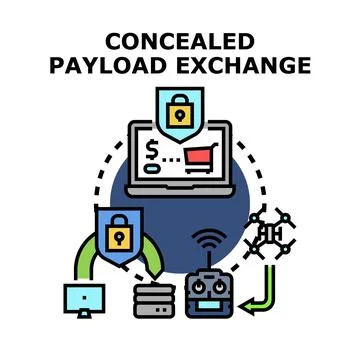 Concealed payload exchange process illustration security 库存插图