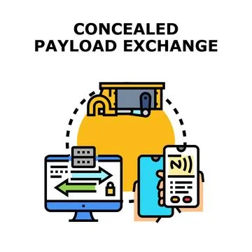Concealed payload exchanging between secure digital devices Stock Illustration