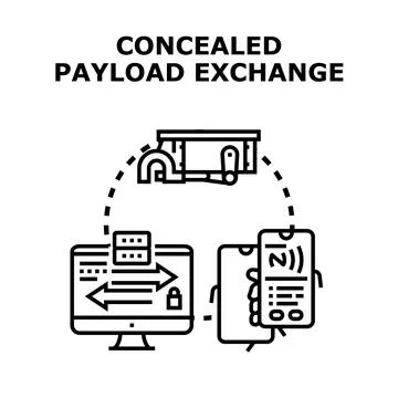 Concealed payload exchanging between secure digital devices Stock Illustration
