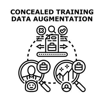 Concealed training data augmentation concept Stock Illustration