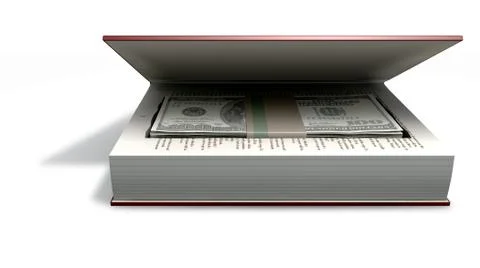 Concealed us dollar notes in a book front Stock Illustration