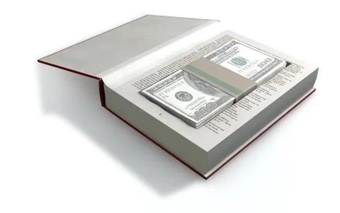 Concealed us dollar notes in a book front Stock Illustration