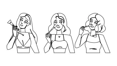 Concealer makeup woman brush vector Stock Illustration