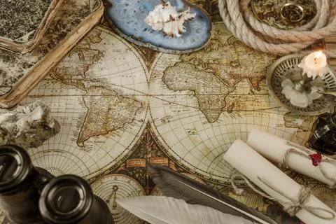 Conceived in antique style: adventure Stock Photos