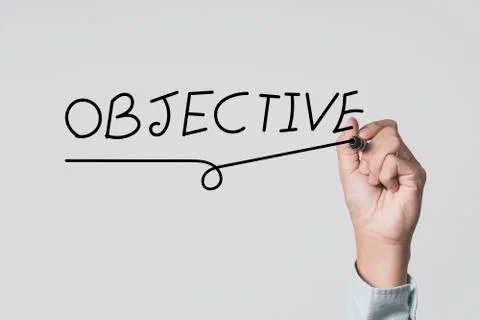Concentrate setup objectives target and business goal ,Hand writing objective Stock Photos