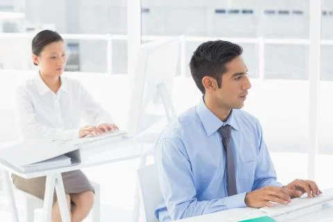 Concentrate work team using computer Stock Photos