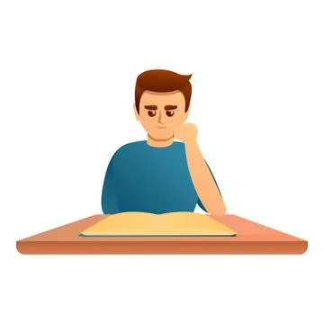 Concentrated book learning icon, cartoon style Illustrazione stock