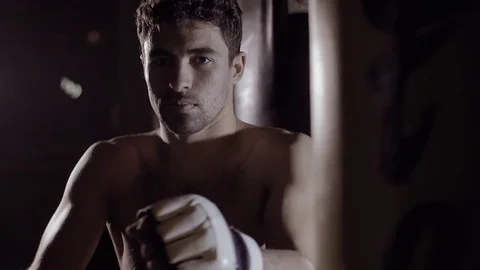 Concentrated boxer getting ready to box. Stock-Footage 76916817