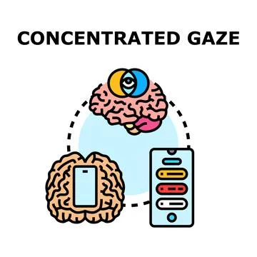 Concentrated brain activity analyzing mobile device communication Stock Illustration