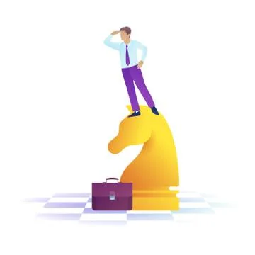 Concentrated businessman standing looking ahead into the distance. Handsome man Stock Illustration
