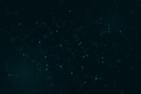 A concentrated cloud of luminous connected points occupies the left side of.. Stock Illustration