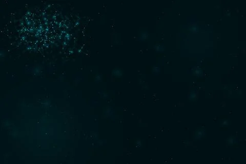 A concentrated cloud of luminous teal particles and fine connecting lines g.. 스톡 일러스트