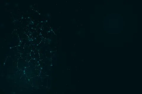 A concentrated cluster of softly glowing teal particles and connected point.. Stock Illustration