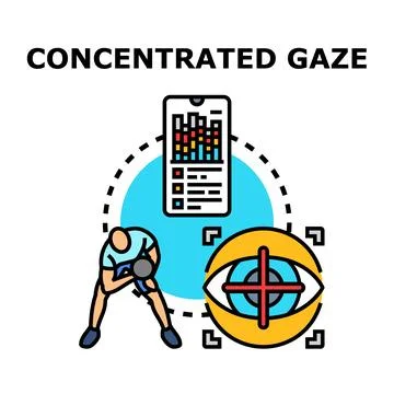 Concentrated gaze concept for data analysis and strategy Stock Illustration