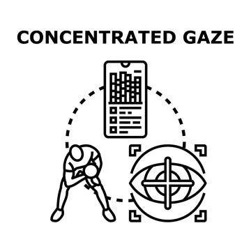 Concentrated gaze concept for data analysis and strategy Stock Illustration