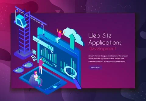 Concentrated people working on improving web site application development Illustrazione stock