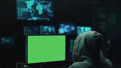 Concentrated Programmers Work on Personal Computers Located in a System Control  Stock Footage 70582750