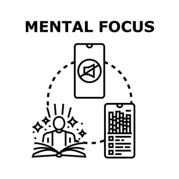 Concentrating and studying for mental focus concept Stock Illustration