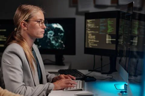 Concentrating on technical problem Stock Photos