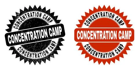 CONCENTRATION CAMP Black Rosette Watermark with Distress Style Stock Illustration