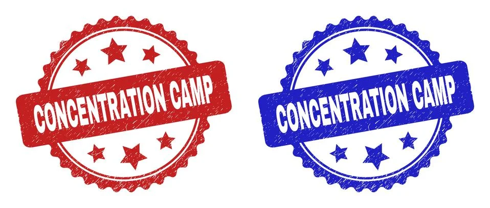 CONCENTRATION CAMP Rosette Seals Using Unclean Surface Stock Illustration