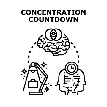 Concentration countdown for productivity and memory focus Stock Illustration
