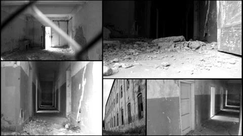 Concentration  Extermination war camp multi split screen Stock Footage 35612815
