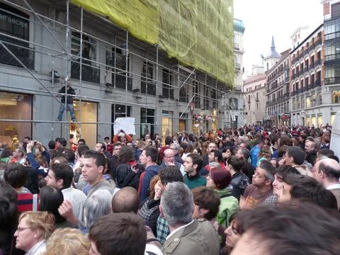 Concentration of people during the 15-M protests Stock Photos