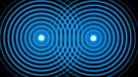 Concentration Point Exercise with two points of light with Radio Wave effect Stock Footage 262383288