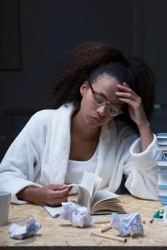 Concentration problems at studying Stock Photos