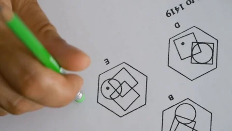 Concentration, reasoning.Thinking about right answer in multiple choice test Stock Footage 78251274