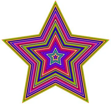 Concentric 5-pointed stars with many colors and a white background Stock Illustration