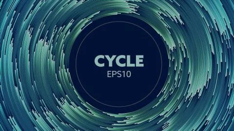 Concentric abstract vector particle motion with trail. Circle pattern tunnel Stock Illustration