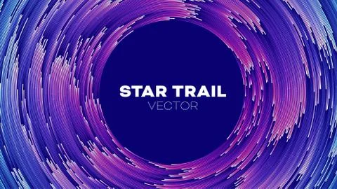 Concentric abstract vector particle motion with trail. Circle pattern tunnel. Stock Illustration