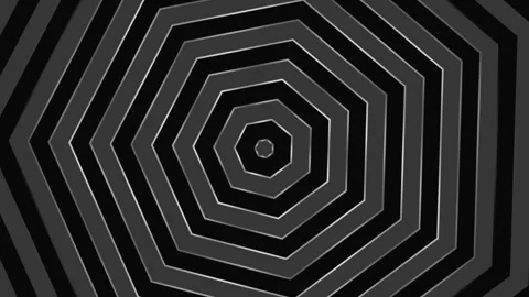 Concentric Black and White Polygon Tunnel Seamless Loop Video stock 342347878