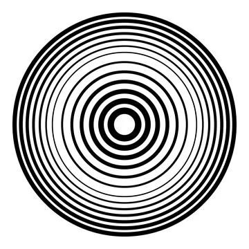 Concentric black halftone circles creating a hypnotic radial ripple or sign.. 스톡 일러스트